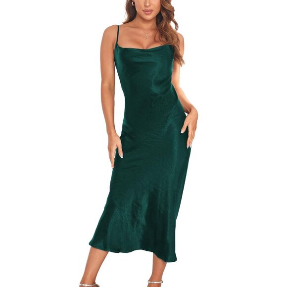 Satin Slip Dress Elegant Minimal Chic Evening Party Wear Adjustable Straps